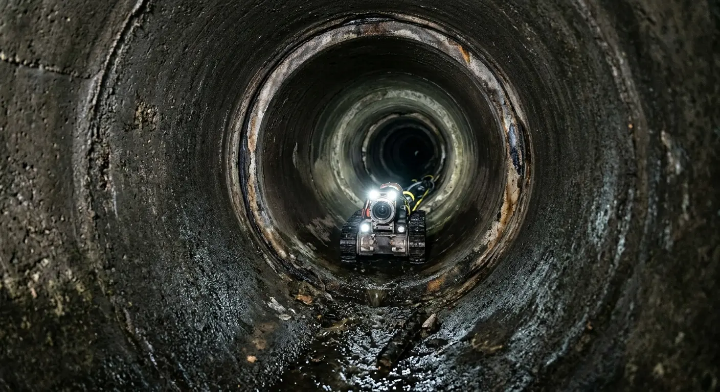 Robotic sewer camera inspecting pipe interior for Drain Snake Service in Rotterdam